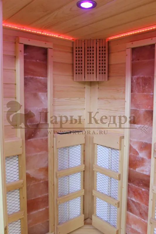Одноместная угловая инфракрасная сауна кабина из кедра с керамическими излучателями